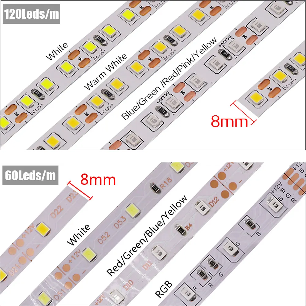 5M LED Lights Strips 12V 2835 RGB LED Strip SMD 5050 5054 Waterproof Ribbon Diode 60/120Leds/m Flexible Luces Led Tape for Room - Image 4