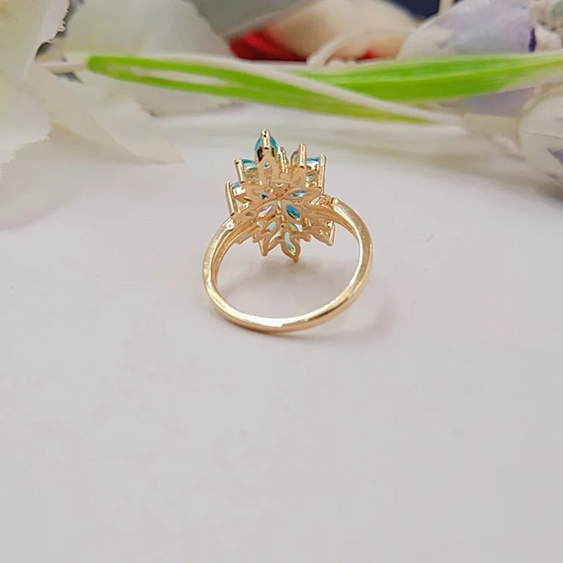 Женское блестящее разноцветное Австралийский Кристал желтое Золотое кольцо Новая мода Цветок Свадебное обручальное кольцо для женщин