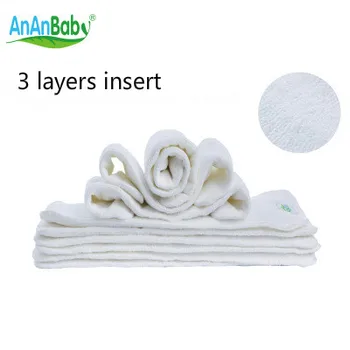 

50pcs 3 Layers Cotton Diaper Insert Reusable Insert Double Gussets No Leaking Inserts Baby Cloth Diaper Nappy Liners Wholesale