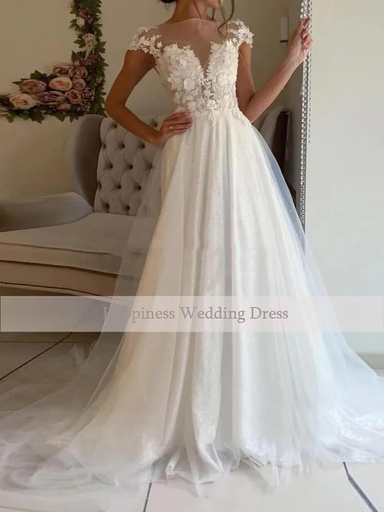 Booma-Cap-Sleeve-Lace-Appliques-Wedding-Dresses-Boho-Bridal-Gown-Beach-Princess-Wedding-Gown-Back-Illusion (1)