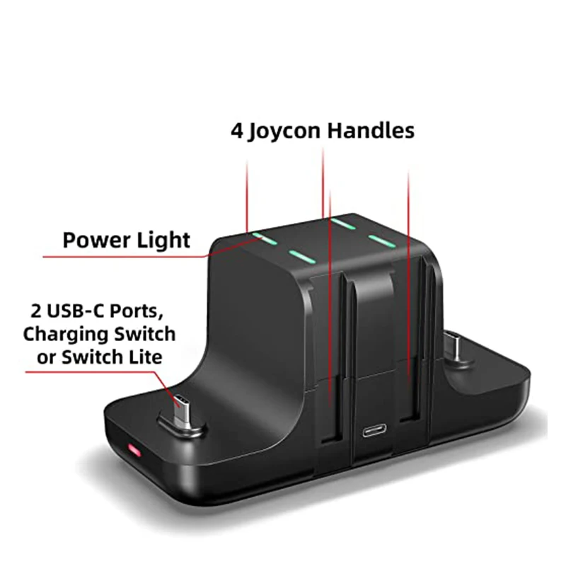 Doca de Carregamento para Nintendo 6 em 1 Switch Console Joy-con Controlador Gamepad Carregador Doca Estação Dc5v - 2a Carga Suporte ns - Image 6