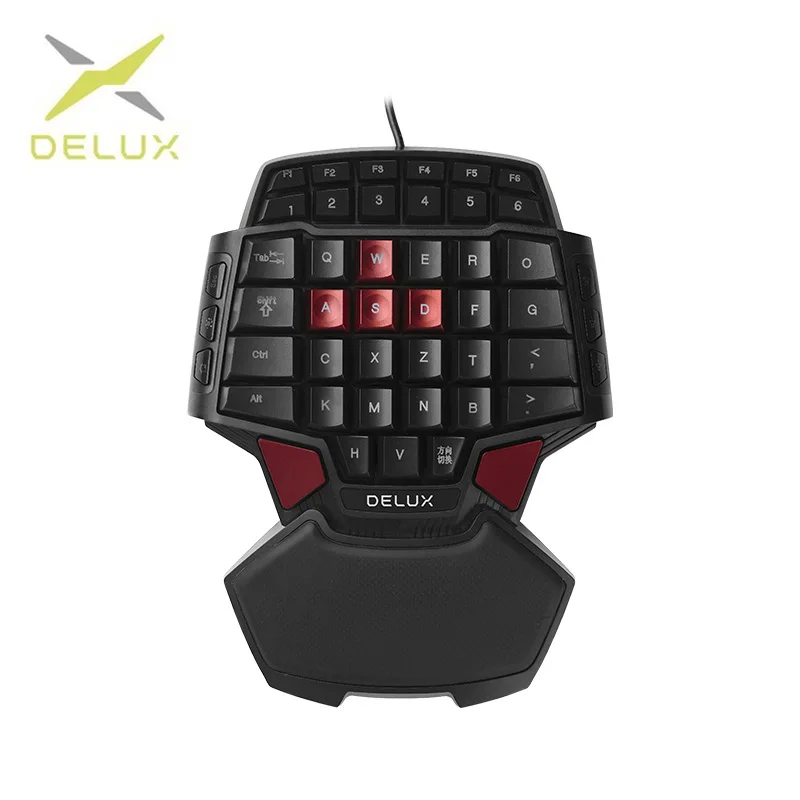 Проводная игровая клавиатура Delux T9 для одной руки эргономичный дизайн геймпад