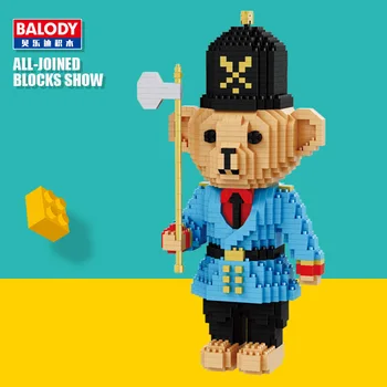 

Cartoon Royal Red Bear Soldier Model DIY Micro Diamond Mini Building Small Blocks Brick 3D Assembly Kids Toy For Blocks Gift