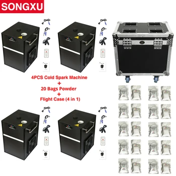 

Flight Case Pack 4 pcs 400W Cold Spark Firework Machine with 20 Bags Titanium Powder For Wedding Celebration Party/SX-CL-2012