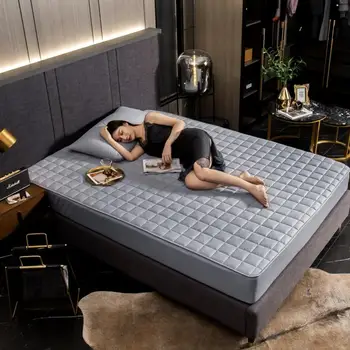 

Waterproof Bed Linen Elastic Fitted Sheet Winter Thick Quilted Mattress Cover Luxury Style Double Queen Bedspread 200x220cm New