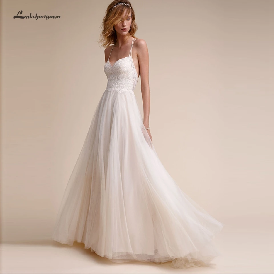Lakshmigown сексуальное свадебное платье-бохо свадебное платье трапециевидной формы из тюля, длинное платье с перекрещивающейся спинкой на заказ