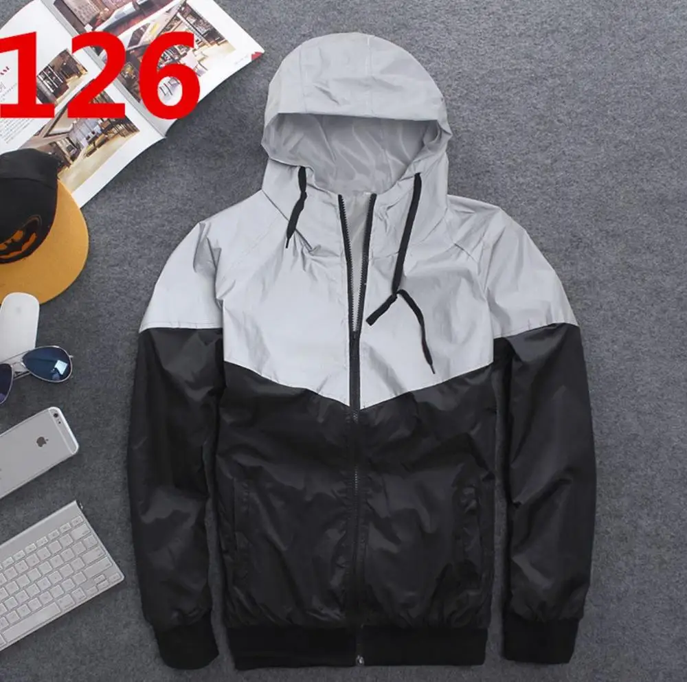 Black Gray Мужская Светоотражающая куртка, ветровка, 3M, водонепроницаемая, для велоспорта, мотоцикла, ночное безопасное пальто, толстовка, легкая верхняя одежда - Цвет: Black Gray