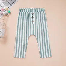 Милые штаны для маленьких девочек От 0 до 3 лет, новые весенние повседневные свободные эластичные штаны в полоску со средней талией