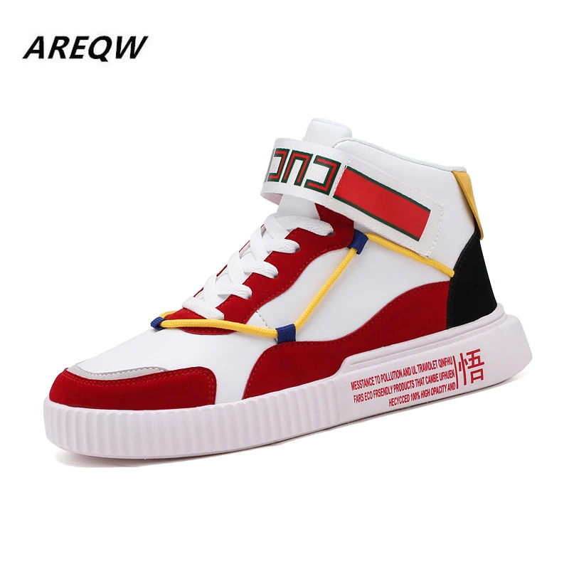 

2019 Spring and Autumn High To Help Fashion Men's Casual Shoes Breathable Flat Bottom Non-slip Color Matching Men's Shoes