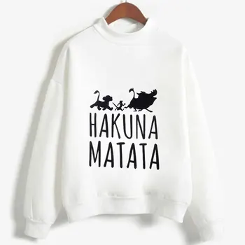 

Funny Hakuna Matata Graphic Sweatshirt Women Letter Print Kpop Clothes Cute Casual O-Neck Long Sleeve Shirt White Hoodies