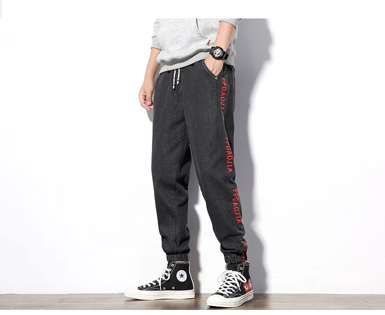M-5XL Men Jeans Pants Casual High Quality Denim Pants Men Vintage Casual Autumn Plus Size Print Patchwork Denim Jeans
