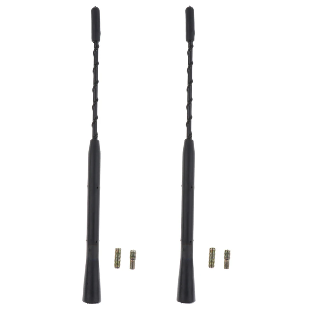 2x 9 In Stubby Car Auto Antenna AM / FM Radio Antenna Mast Screw Type Universal