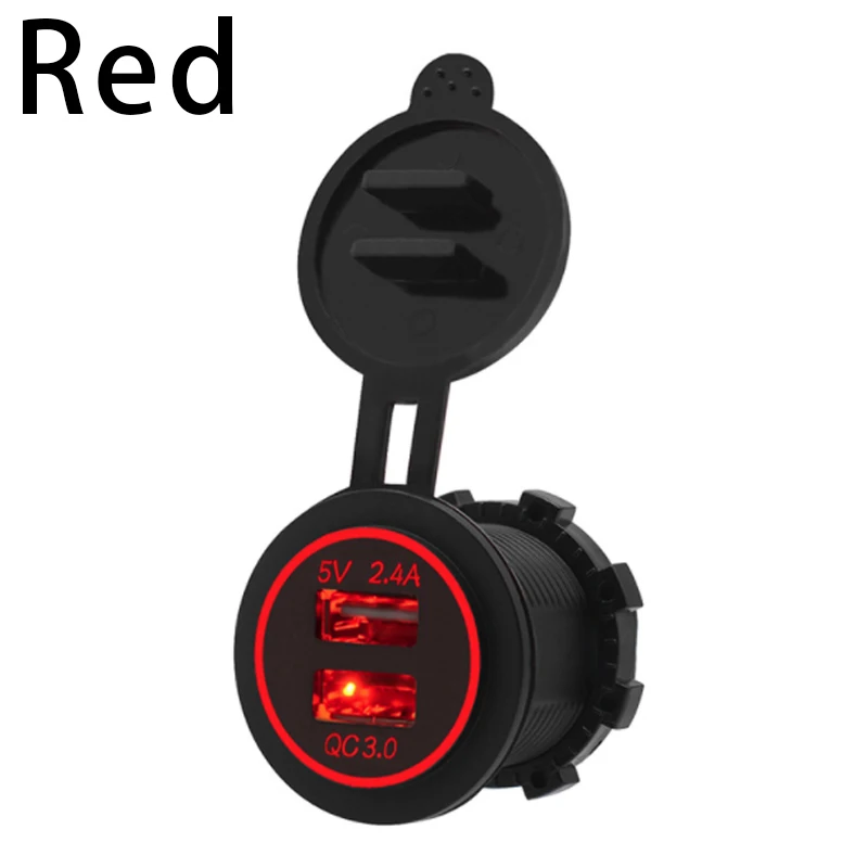 QC 3,0 Автомобильное зарядное устройство для быстрой зарядки с двумя USB DC12V-24V 5 В/3.4A автомобильное зарядное устройство для мобильного телефона водонепроницаемый - Название цвета: Красный