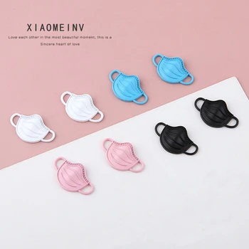 

10pcs Hot Sale Alloy Matte Spray Paint Mask Earrings For Women Girl Fashion Creative Pendant Accessories Material Diy Jewelry