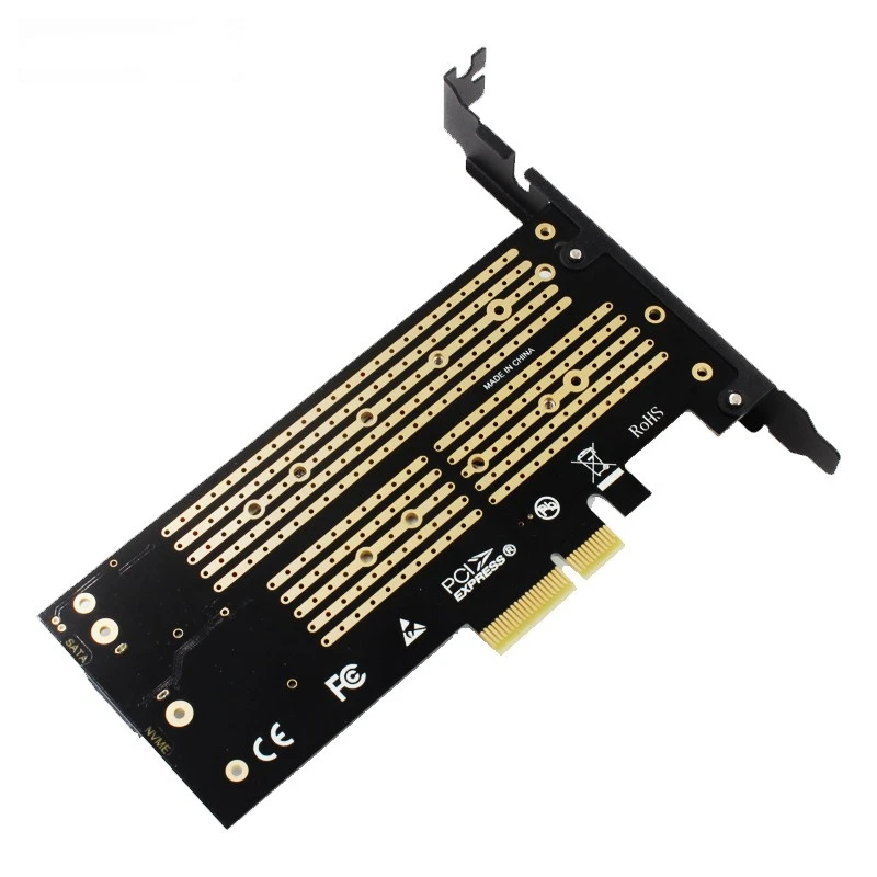 PCIE к M.2 SATA+ NVME карта расширения с двойным диском M.2 Накопитель SSD с протоколом NVME NGFF к PCI Express X4 карта адаптера M Key plus B ключ двойной интерфейс карты
