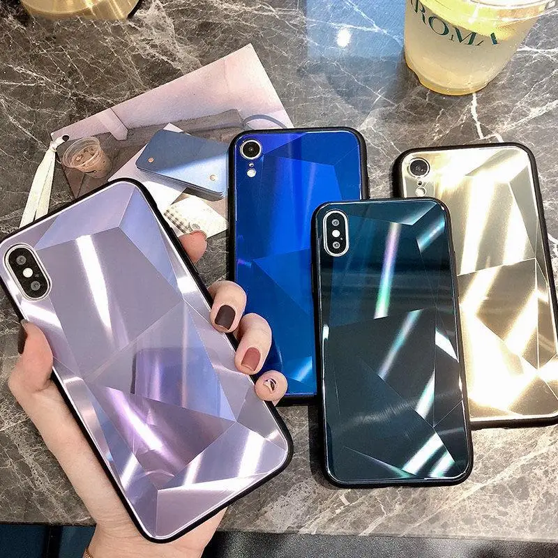 Модный Блестящий лазерный Алмазный текстурный чехол для iPhone X XS XR Max 6 6S 7 8 Plus