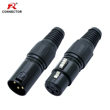 

1pc XLR Male Plug or Female Jack Connector, 3 pin, Black Color, Microphone MIC XLR Adapter