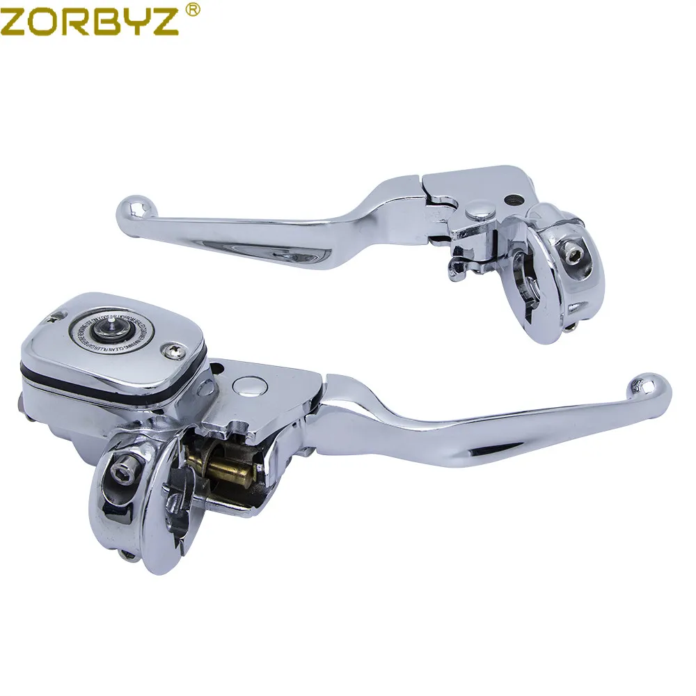 ZORBYZ 오토바이 크롬 브레이크 클러치 레버 펌프 마스터 실린더, 할리 소프테일 디럭스 로드 킹 팻 보이 브레이크아웃