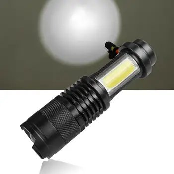 

Mini Portable LED Flashlight Torch With Clip XPE LED+COB Flashlight 4 Modes Torch Lamp Camping Light Flashlight 18650