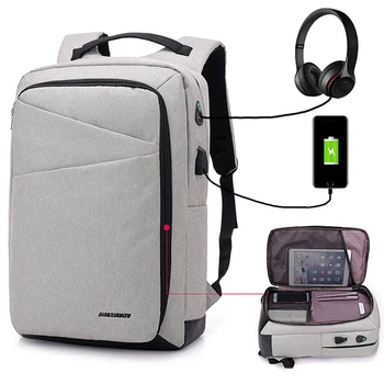 

USB Charging Laptop Backpack For Men Women Polyester Multifunction Large Capacity Travel Bags Notebook School Backpack