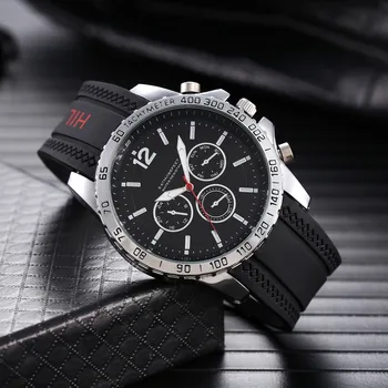 Famous Popular Brand Watches for Men Luxury Big Dial Male Watch Silicone Band Quartz Wristwatches Sport Clock