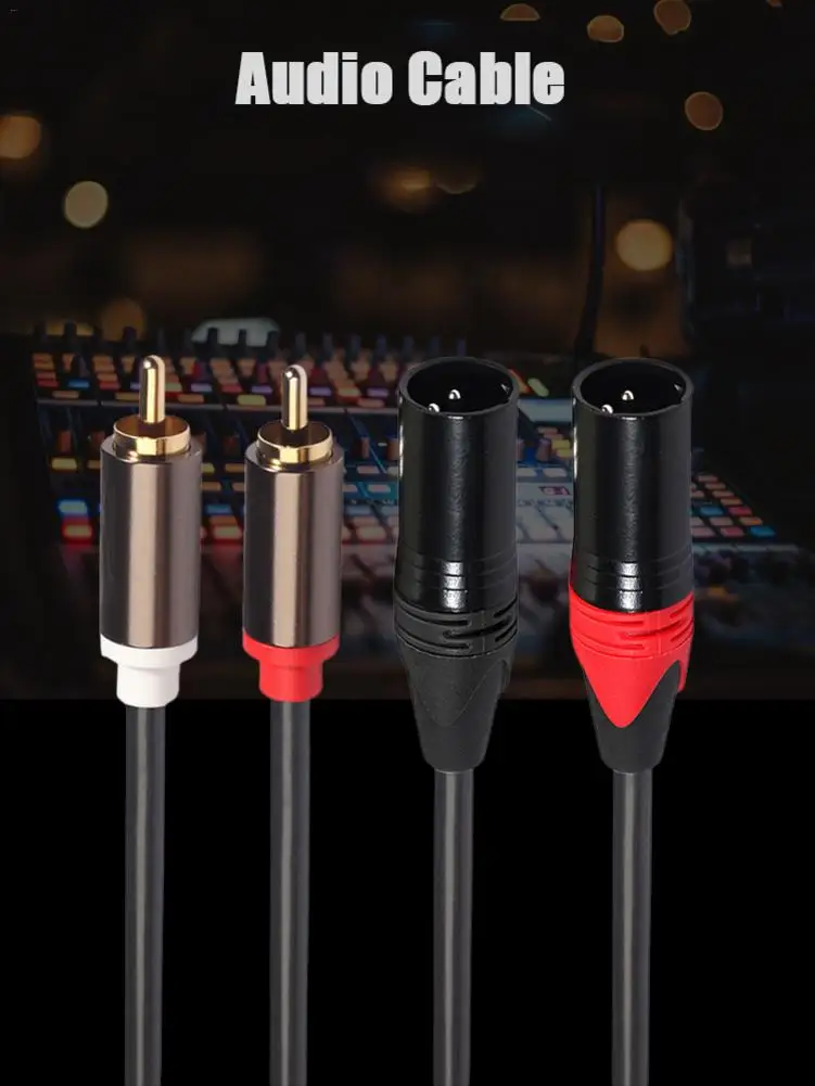Позолоченный и прочный 2RCA двойной XLR Мужской аудио кабель с двухрядным ПВХ кабель для микрофонного микшера, усилитель для наушников