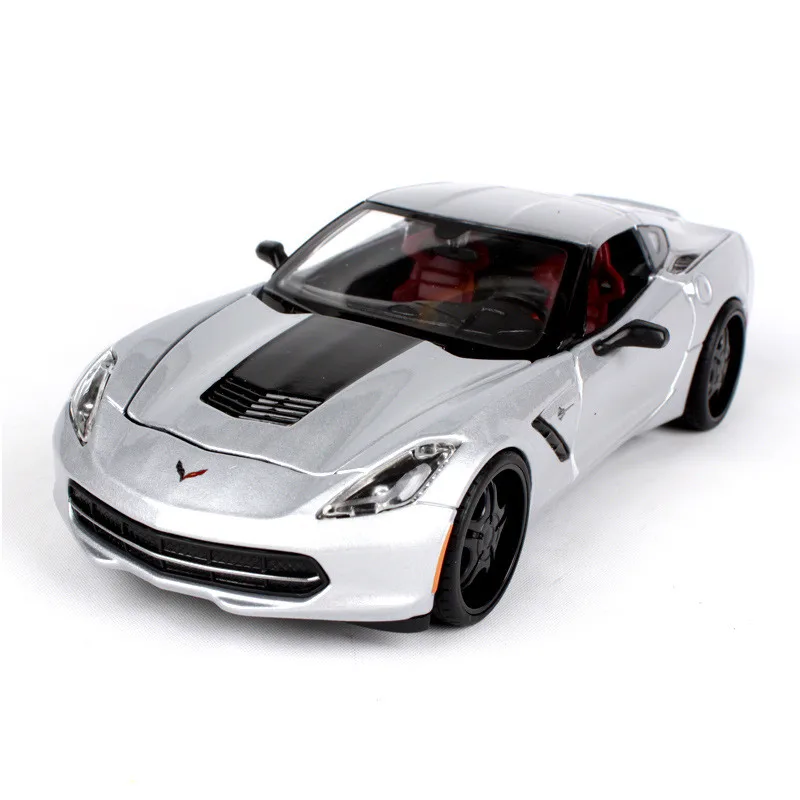 Изысканный подарок 1:24 Chevrolet Corvette трансформер спортивный автомобиль сплав модель, моделирование литья коллекции - Цвет: Серебристый