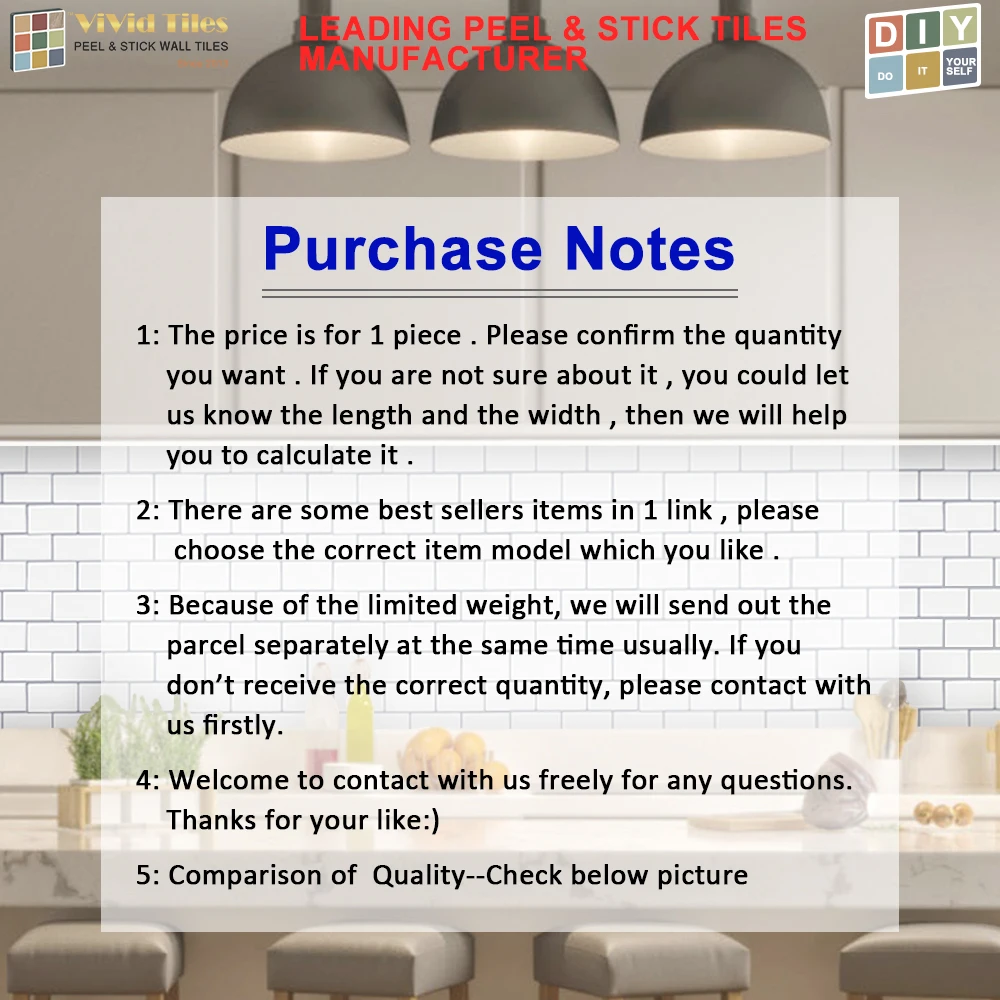 Description Picture 2 of itemHerringbone Kitchen Backsplash Waterproof DIY Wall Tiles Self Adhesive Wall Sticker