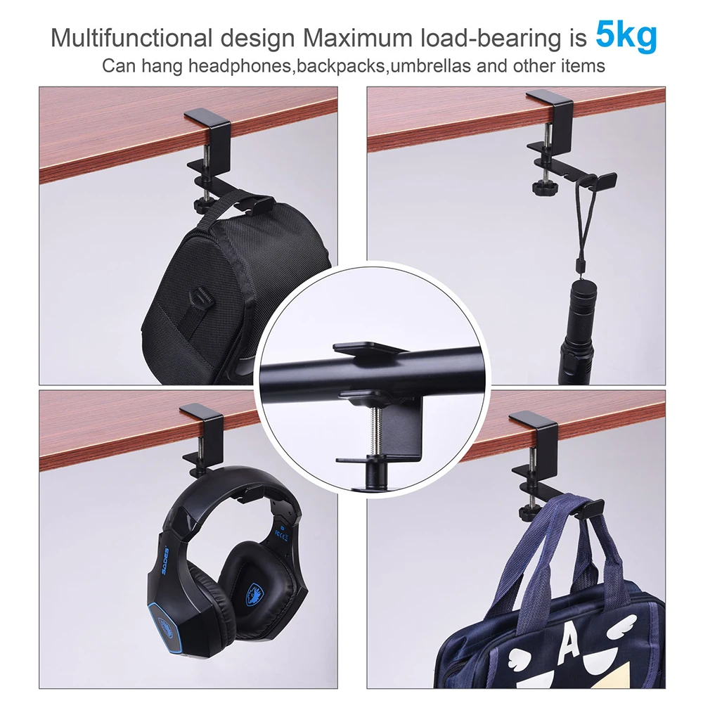 Wall Mounted Headset Holder Hanger Headphone Bracket Under Desk Hook Earphone Stand Holder for Earphones Accessories