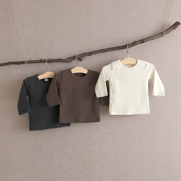 0 to 24M 2020 Kids Autumn Winter T-shirts Children Baby Boy Girls Clothes Pullover Long Sleeve Solid Cotton Warm Clothing Tops 6