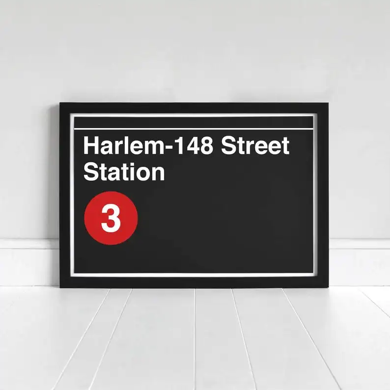 Harlem-148 уличная станция-знак метро Нью-Йорка-Художественная печать | Дом и сад