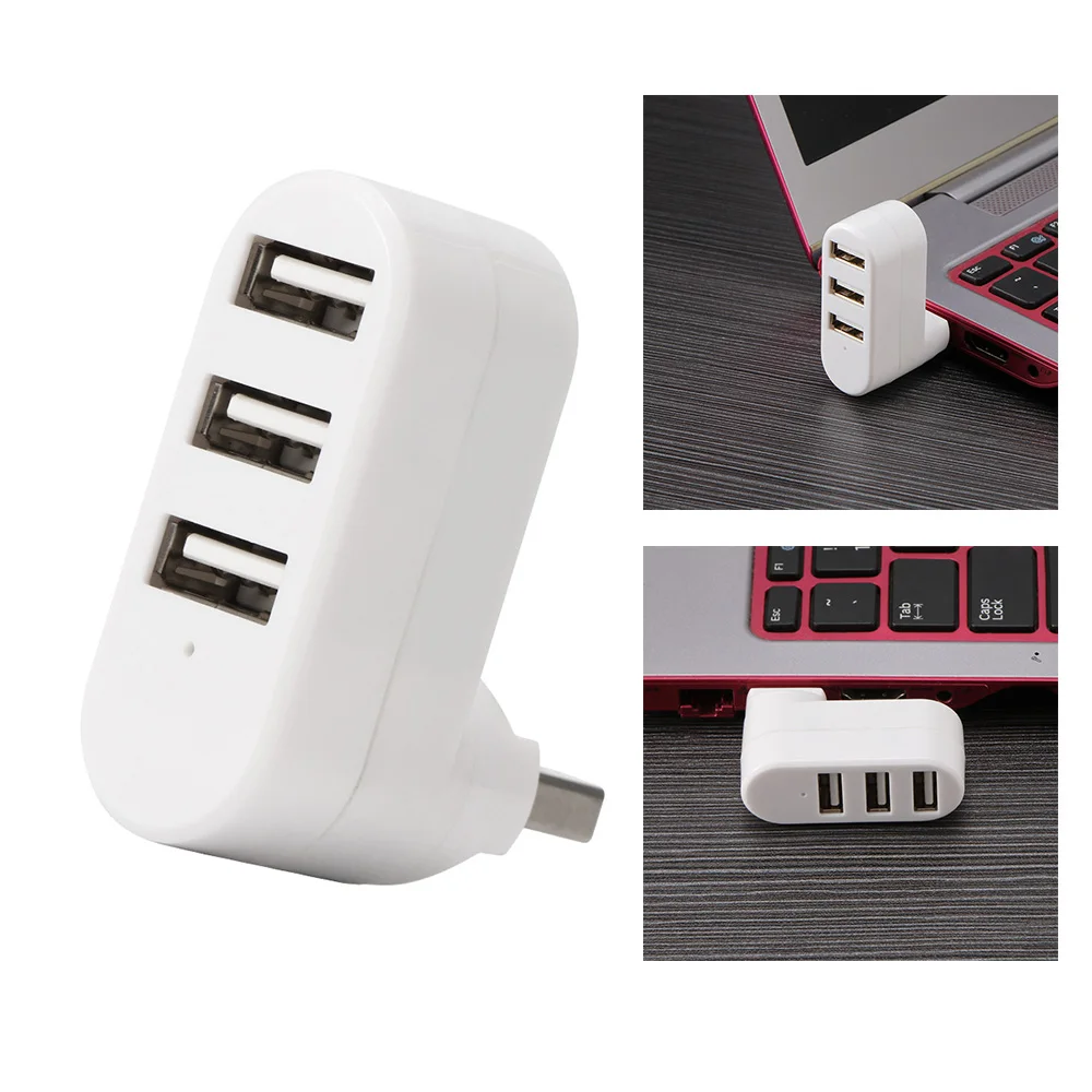 Вращающийся высокое Скорость 3 Порты USB концентратор 2,0 USB разветвитель адаптер для Тетрадь/планшетный компьютер периферийные устройства для ПК