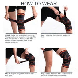 Sport Kneepad Sleeve Support Men Pressurized Elastic Knee Pad Support Fitness Cycling Basketball Volleyball Brace Protector 1PC