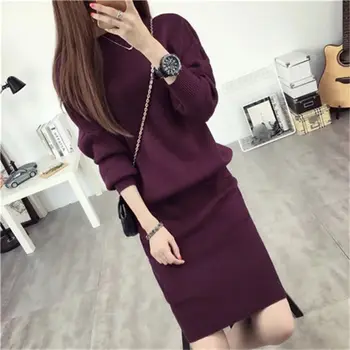 

2020 Sweater Skirt Suit two-piece Dress Autumn package hip Skirt round neck long-sleeved knit two-piece Skirt hedging