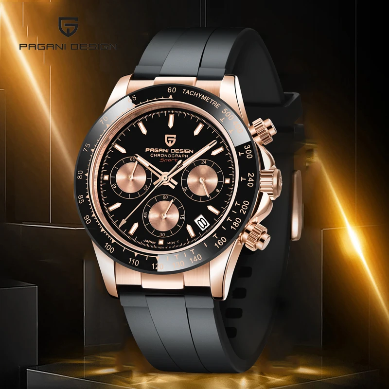 PAGANI DESIGN original Men Quartz Watches Automatic Date Luxury Gold Wristwatch Men Waterproof Chronograph Japan VK63 Clock Man