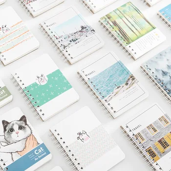 

4Pcs/lot Kawaii Mini Ring Notebook Creative Cartoon Cat Memo Pad Planner Notepad To Do List Student Stationery School Supplies