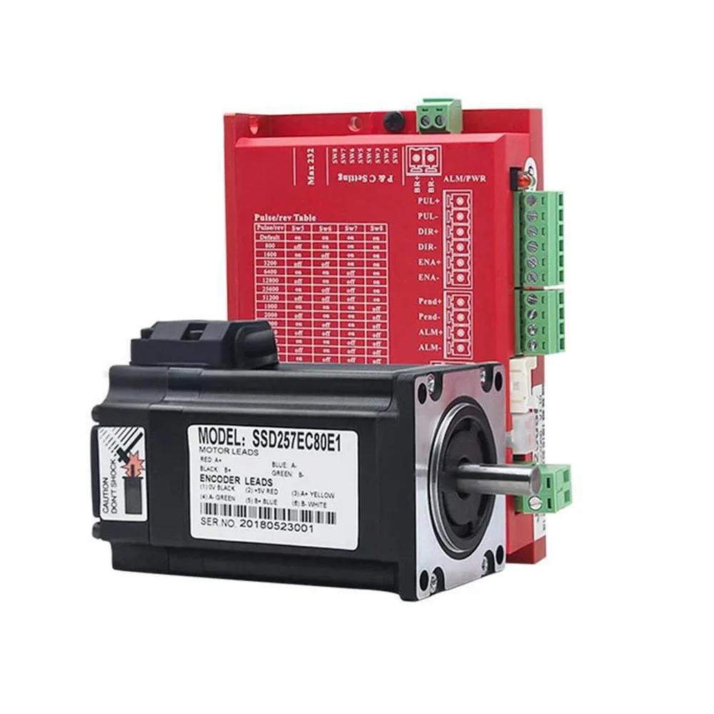 

Совершенно новый оригинальный комплект шагового двигателя Nema23 2,2 нм, шаговый двигатель с замкнутым контуром Jssd2505m + Ssd257ec80e1