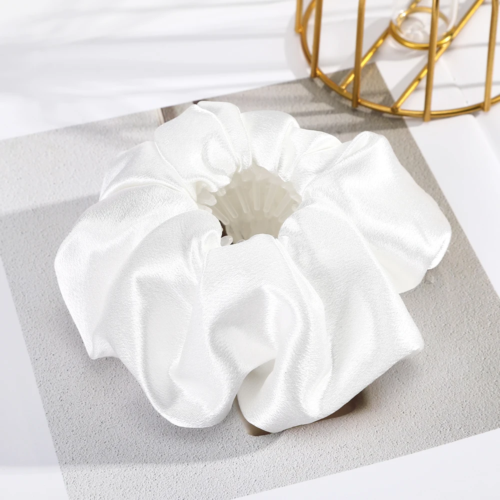 Haimeikang New Bird's Nest Hair Claw Women Ponytail Holder Hair Bun Buckle Clip Solid Color Satin Hair Accessories Headwear head scarves for women