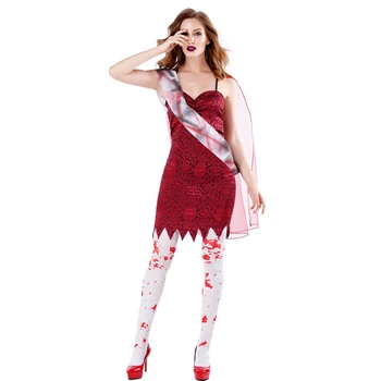 

Christmas new cosplay costume Halloween horror bloody vampire red blood ceremonial lady dress ladies play clothing