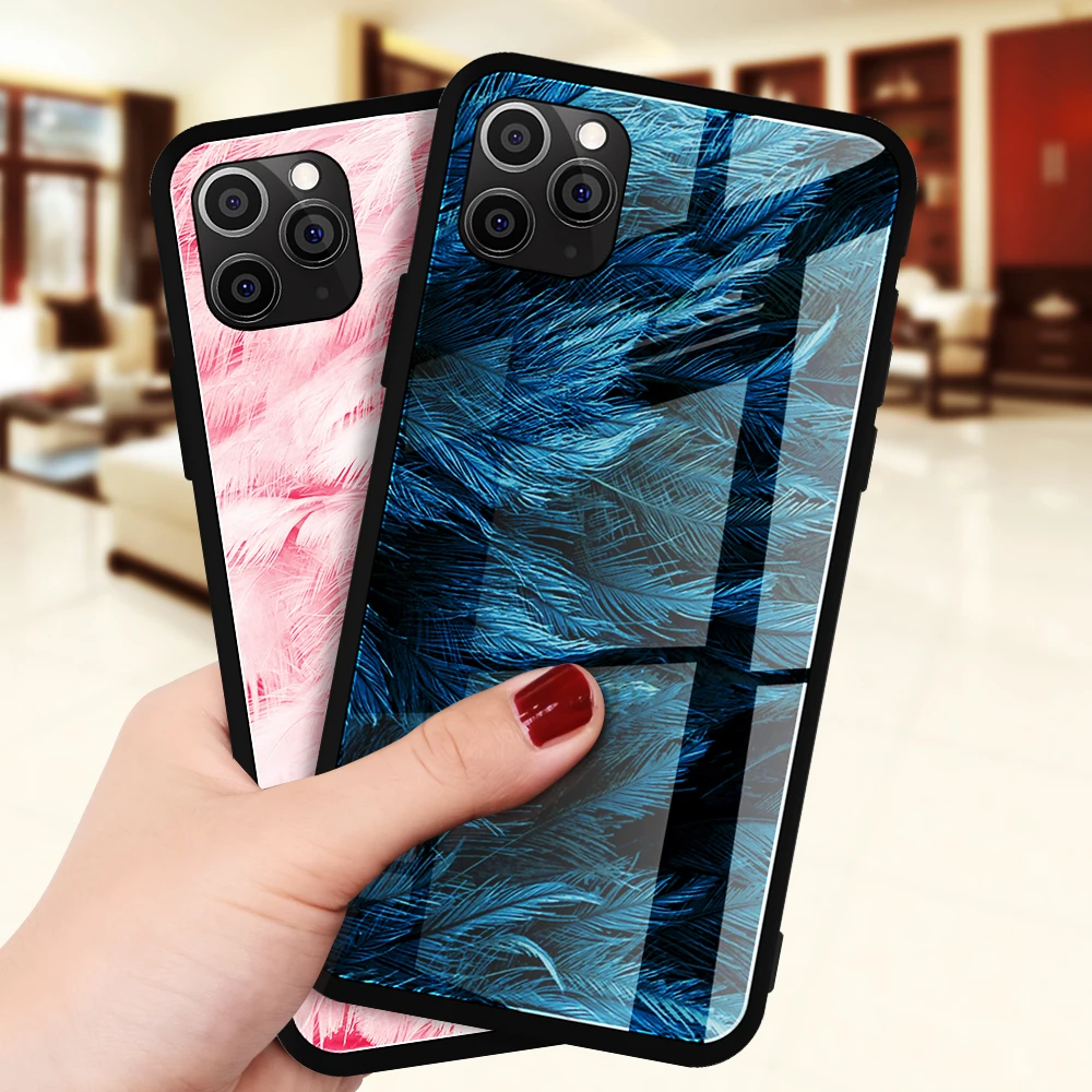 Чехол для iPhone 11 Pro Max XS XR X 8 силиконовый тонкий чехол из закаленного стекла с