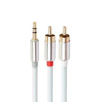 

New Nylon Braided Splitter Cable RCA Audio Cable 2RCA Male To 3.5mm Jack To 2 RCA AUX Cable For Home Theater IPhone Headphone