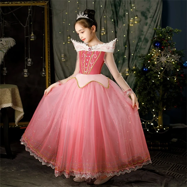 Girls Sleeping Beauty Dress Little Kids Aurora Princess Ball Gown Children  Fancy Party Prom Frocks