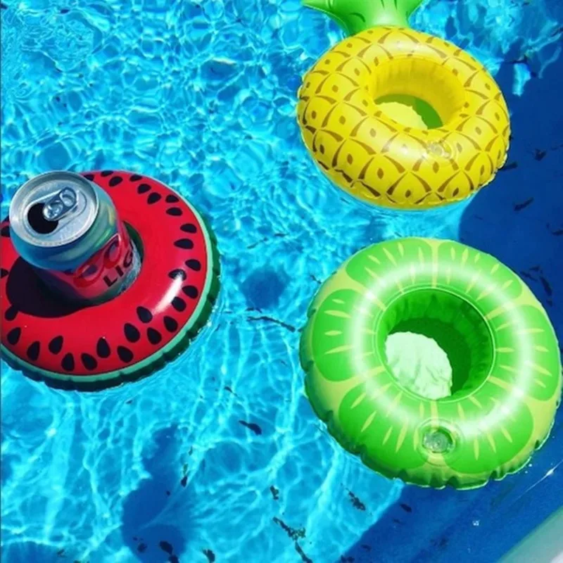 Ins Fruits Inflatable Cup Holder for Pool Pineapple Lemon Float Swimming Ring Drink Beer Holder Beverage Holder Water Fun Party