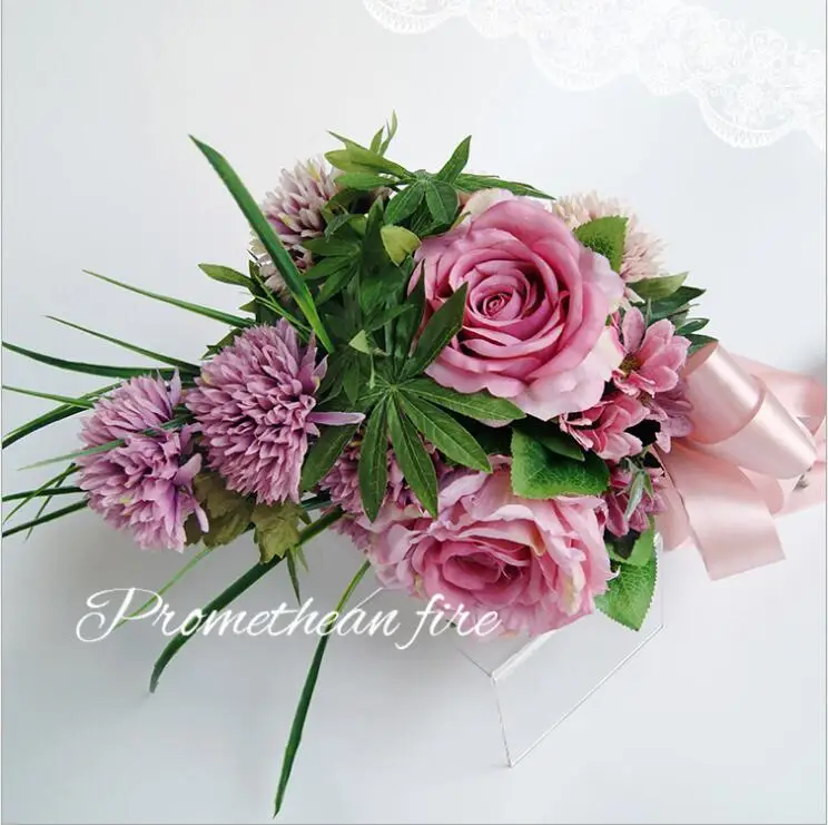 Свадебные букеты свадебная брошь великолепный свадебный букет s Искусственные цветы розы Букет SPH74