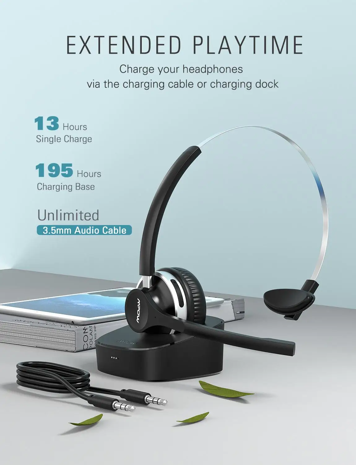 Mpow HC3 Headset Nirkabel Kantor 