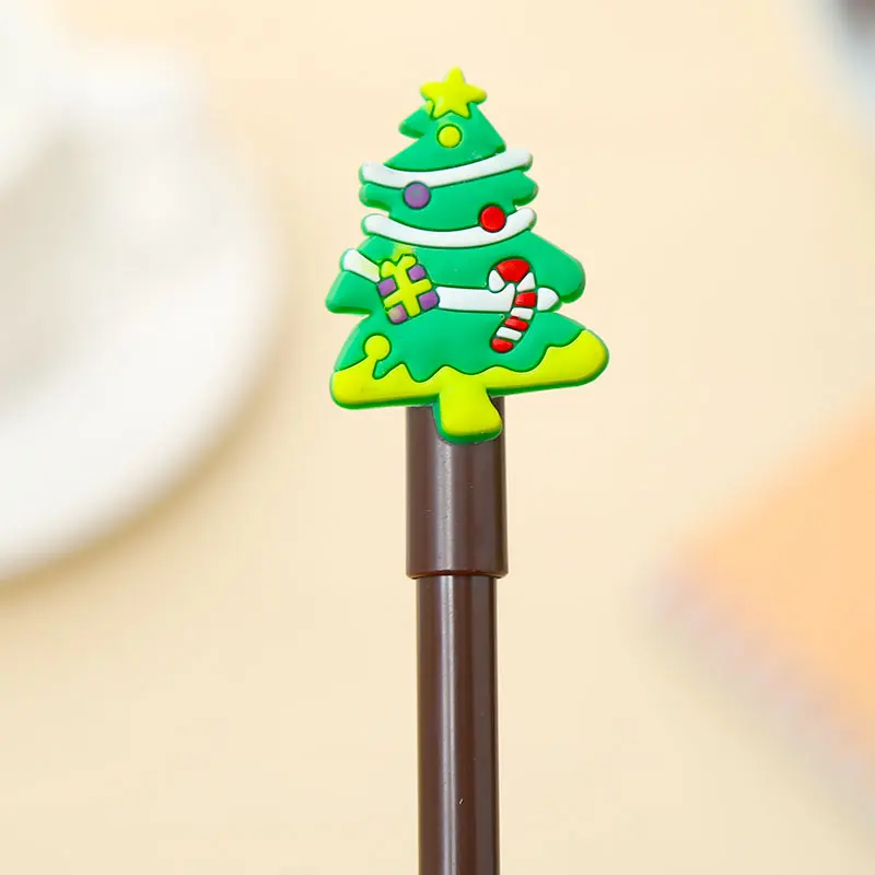 tree 1pc Мультяшная Рождественская ручка, гелевая чернильная, черная, синяя, милая, кавайная, забавная, Санта Клаус, дерево, олень, канцелярские принадлежности для школы, офиса, коллегу, подарок на свадьбу - Цвет: tree 1pc