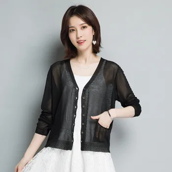 

Women's Long Sleeve Knit Cardigan V-Neck Solid Color Long Sleeve Top red