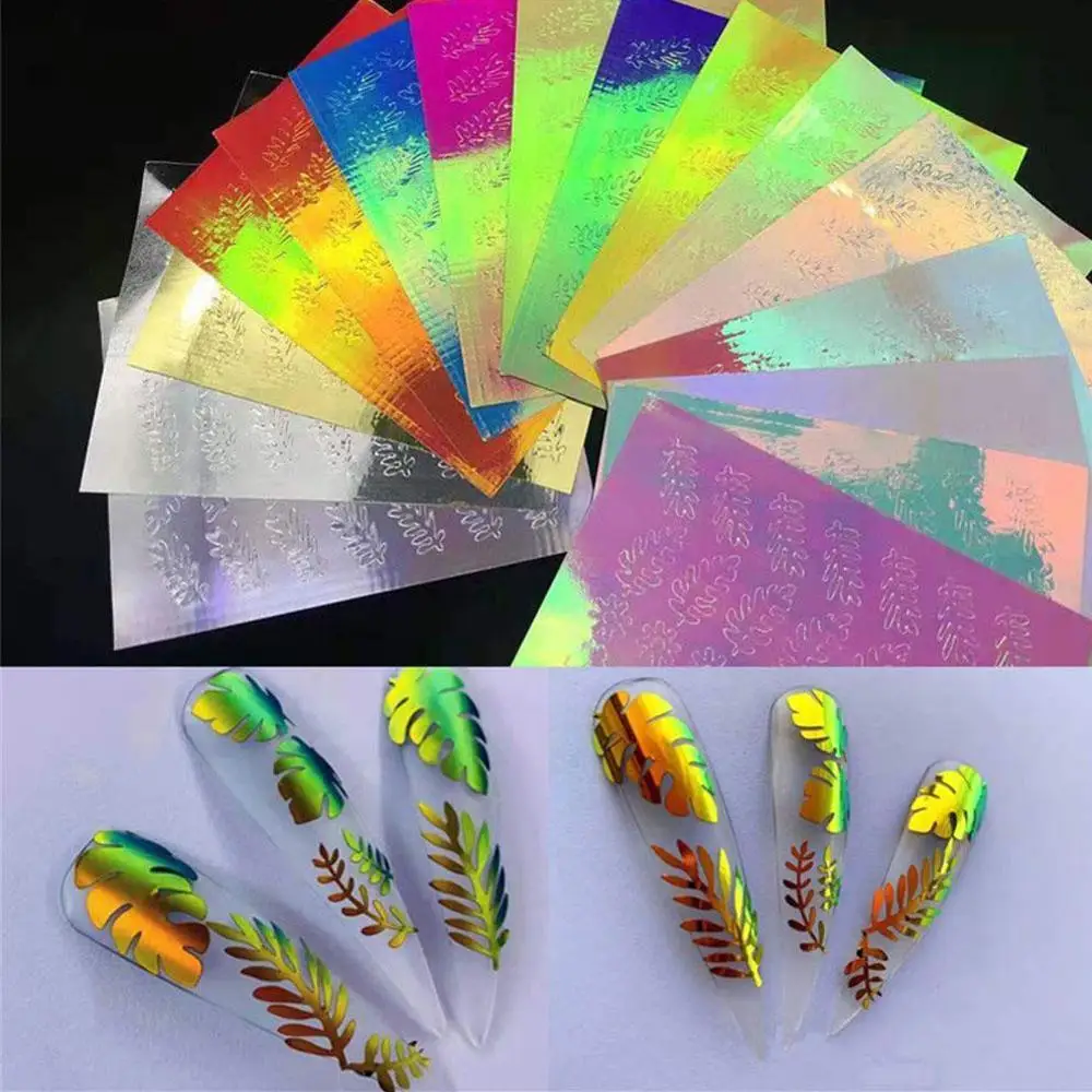 6pc/set holographic Strip Tape Nail Art Sticker Fire Design 3D Colorful Flame Fashionable DIY Nail Art Decoration Sticker