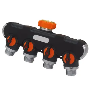 

Garden watering one-way four-tap water divider Four-way +3 gaskets Zinc alloy ABS TPR Horticulture Irrigation Shunt