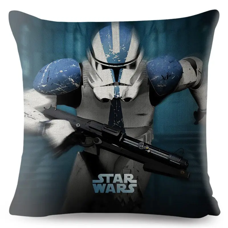Movie Star Wars Print Pillow Cover 45*45cm Square Cushion Cover Beige Linen Throw Pillows Cases Sofa Home Decor Cushion Covers